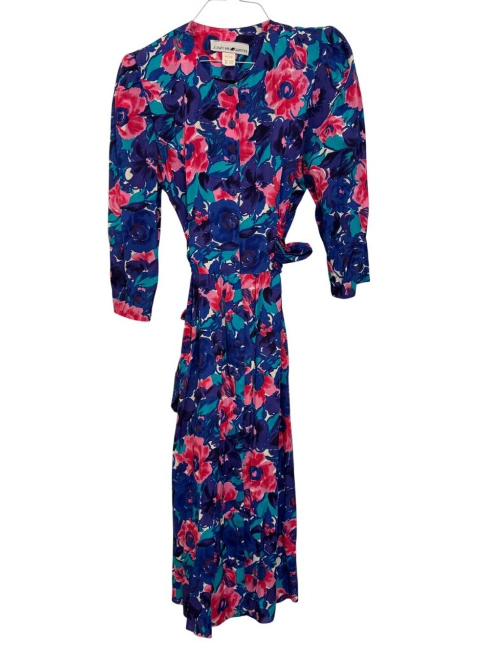 vintage Jonathan Martin Floral Button Front Rayon Midi Dress Size 11/12